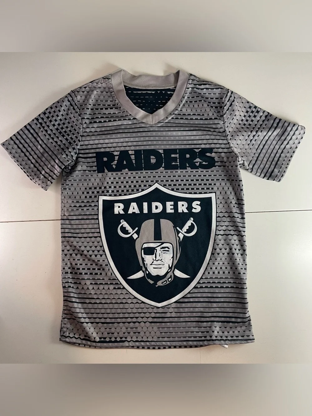 Las Vegas Raiders Flag Football Jersey NFL Youth Small Reversible Grey Black